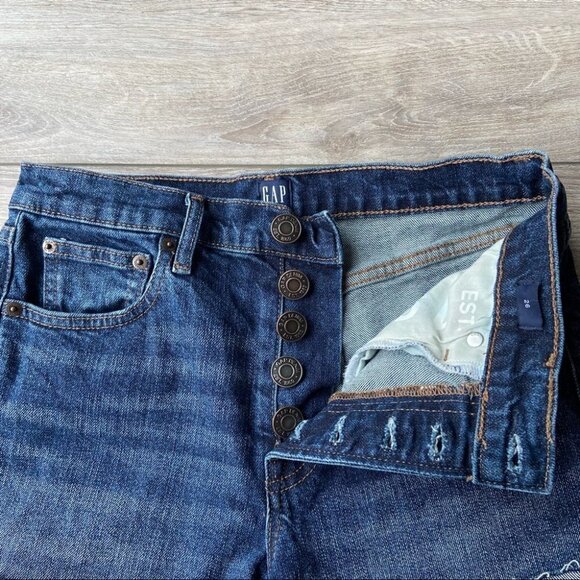 Gap  Dark Indigo High Rise 3in Button-fly Denim Shorts - Picture 5 of 11